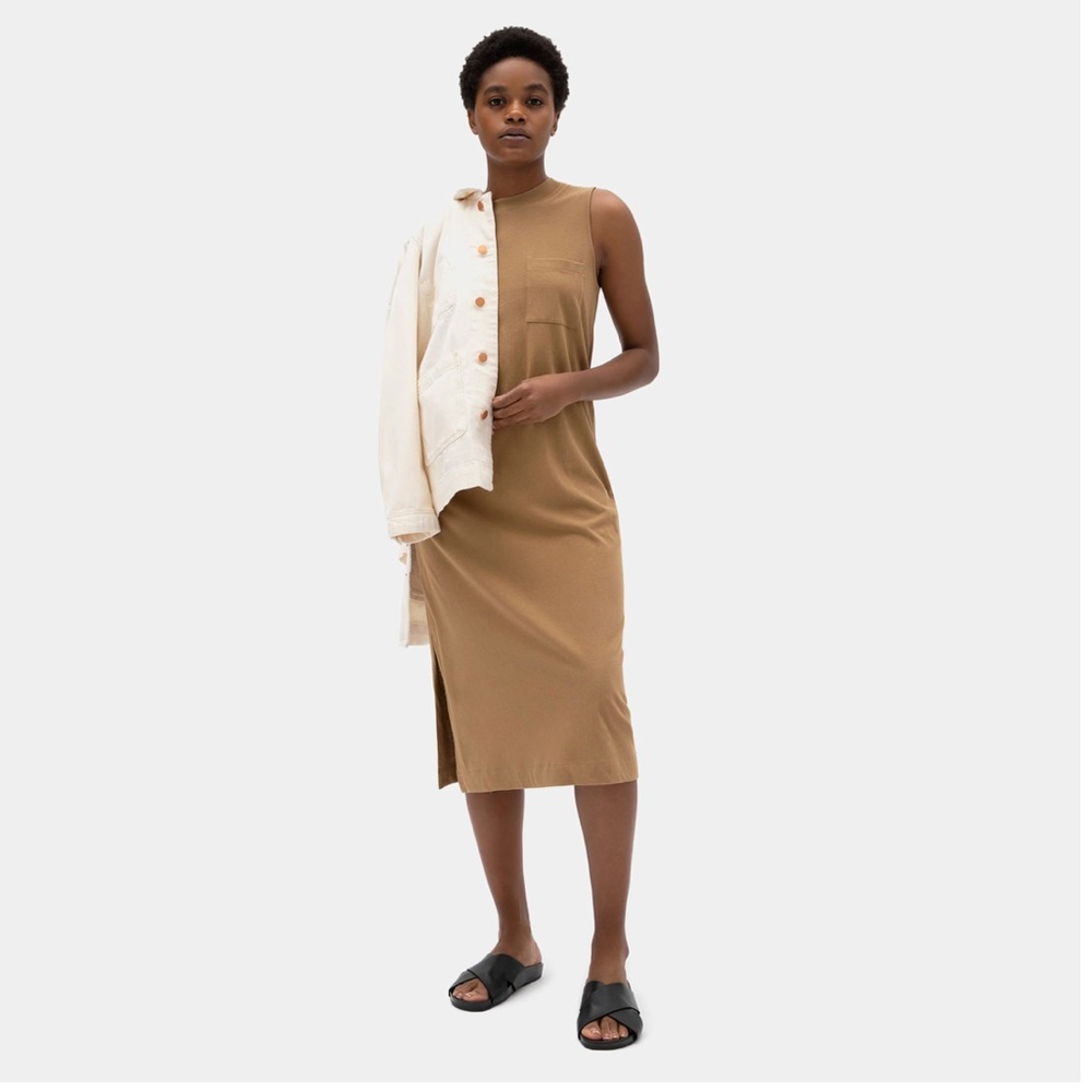 Everlane long weekend tank dress in nude